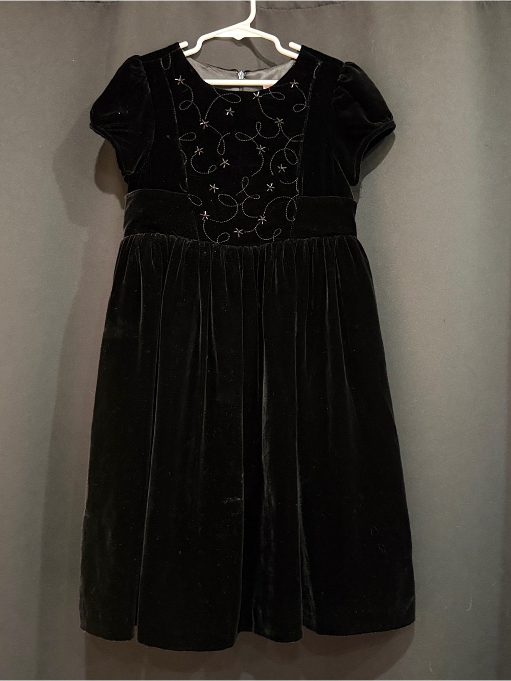 Gymboree Vintage Lux Black Velvet Embroidered Kids Wedding Party Holiday Dress